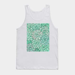 Green Succulent Pattern Tank Top